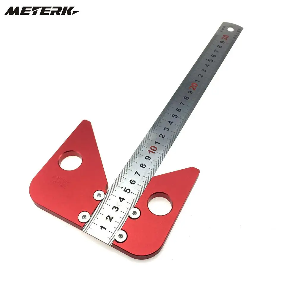 Mini alliage daluminium 45 degr/és 90 degr/és jauge /à angle droit Multifonctionnel pouce m/étrique Angle m/ètre Triangle R/ègle Outil de mesure du bois