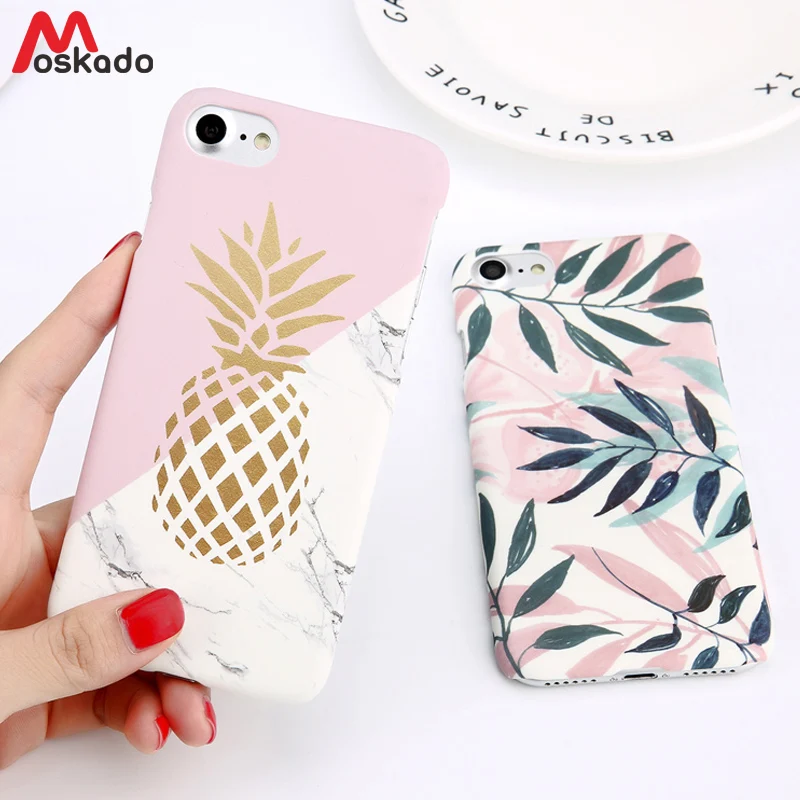 Moskado para iphone 7 XS MAX XR X hojas de piña teléfono caso para iphone 8 7 6 6 s Plus 5 5S cubierta dura de PC de fundas geométricas de flores Moskado para iphone 7 XS MAX XR X hojas de piña teléfono caso para iphone 8 7 6 6 s Plus 5 5S cubierta dura de PC de fundas geométricas de flores