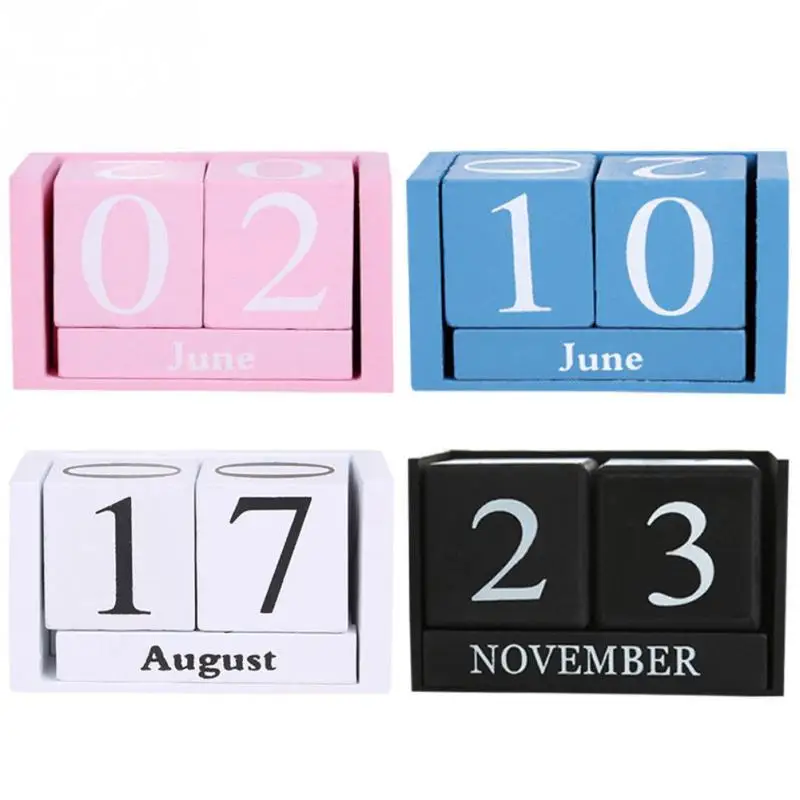 

Creative DIY Wood Block Perpetual Calendar Desk Calendar Wood Calendar Fashion Home Office Decoration Gift