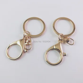 

500 pcs/lot Swivel Lobster Clasp Clips 32mm Key ring Split Ring with Short Chain Key Rings Women Men DIY Key Chain Accessories