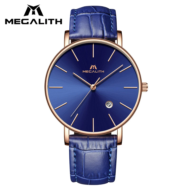 

MEGALITH Fashion Simple Design Watches For Men Genuine Leather Watch Waterproof Analogue Quartz Wrist Watch With Date Clock