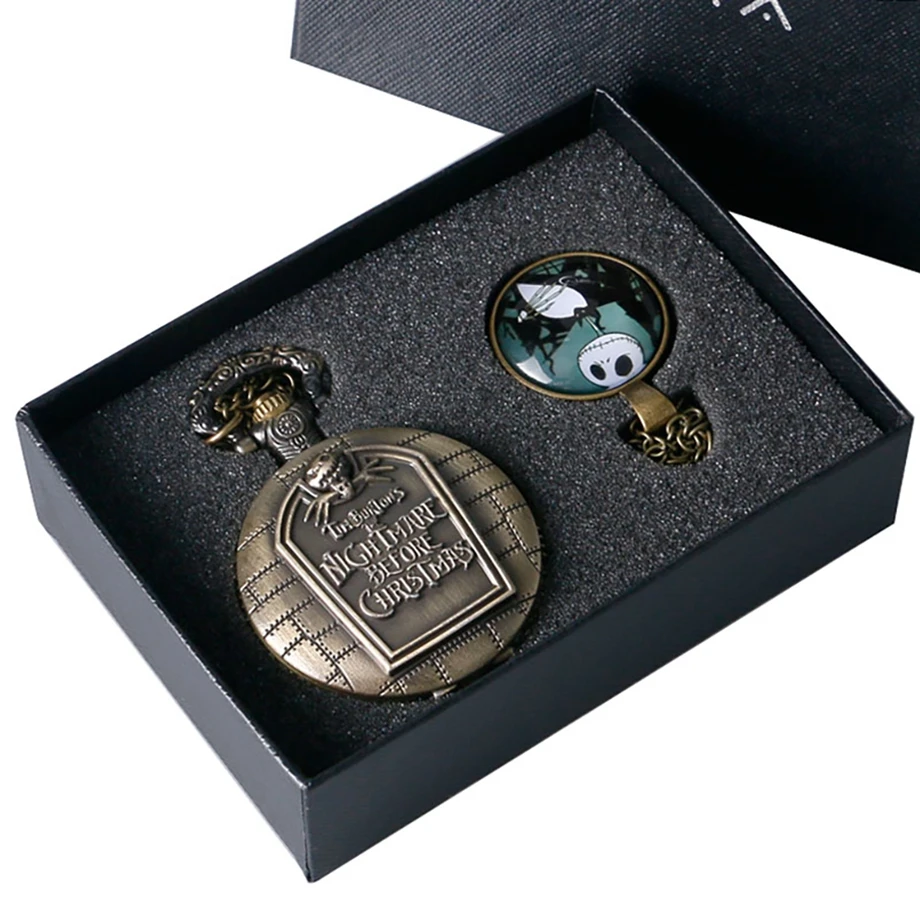 Relógio de Bolso de Bronze do Vintage Relógio de Bolso Colar de Presentes de Natal para Mulheres Noite Mare Projeto Grande Quartzo Cadeia Homens