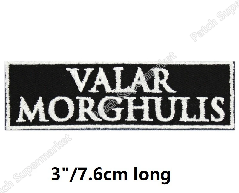 

Valar Morghulis Arya Stark Game of Thrones Patches for clothing All Men Must Die accessories tv movie gift party favor diy