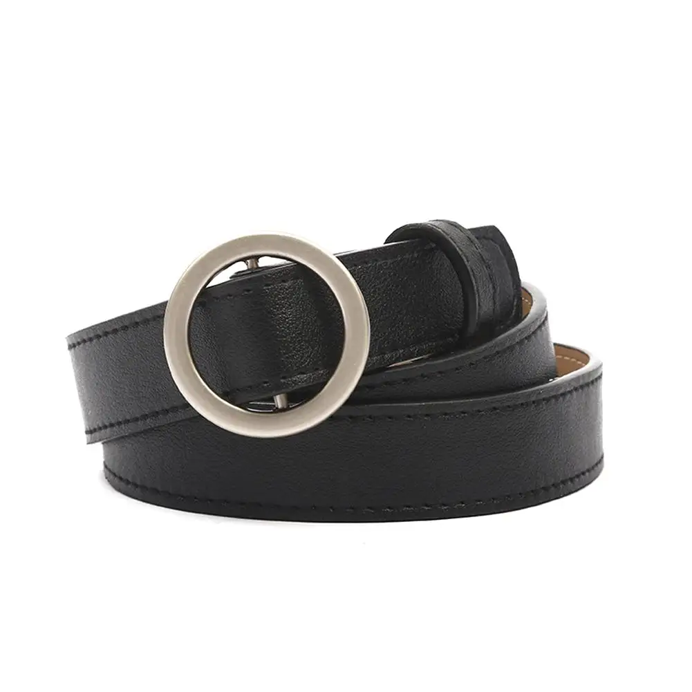 

Women Non-porous Round Buckle Belt Simple Wild Student Pants Waistband Black Decorative Belts Waist Band For Fashion Girl Lady