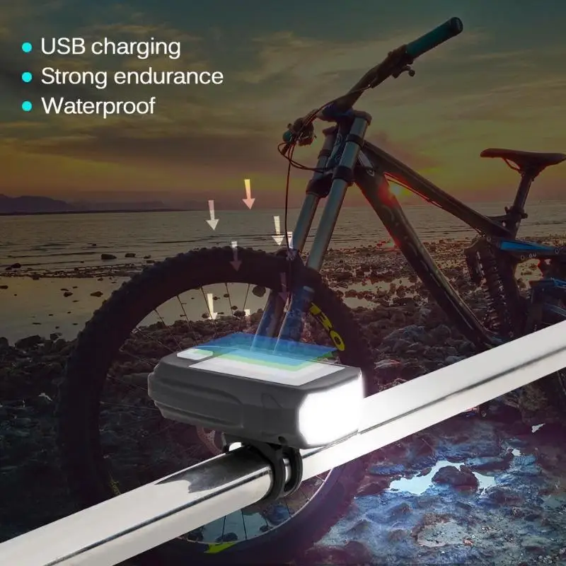 

LED Solar Power Bike Light Bicycle Front Head Light USB Rechargeable Waterproof Outdoor Flashlight Cycling Solar Lamp