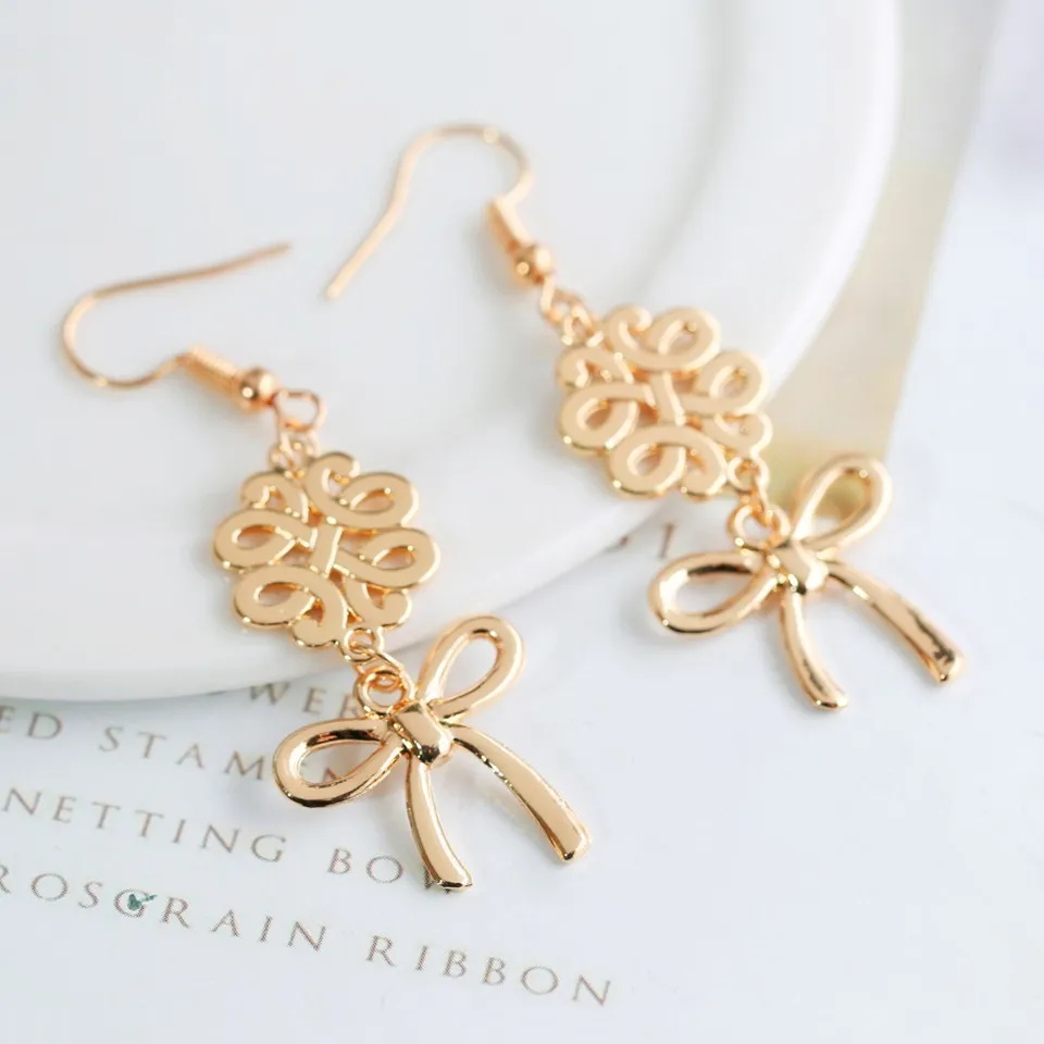 

New Women Trendy Gold Beautiful Bow Tie Earrings Cute Romantic Gift For Lover Earrings Female Women Handmade Wedding Jewelry