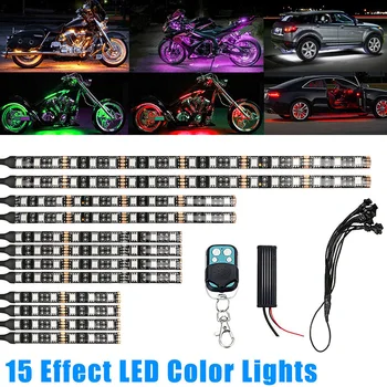 

12pcs Motorcycle LED Neon Strip Lamp RGB Voice Control Glow Lights 5050SMD Flexible Neon Strips Kit Wireless Remote Waterproof