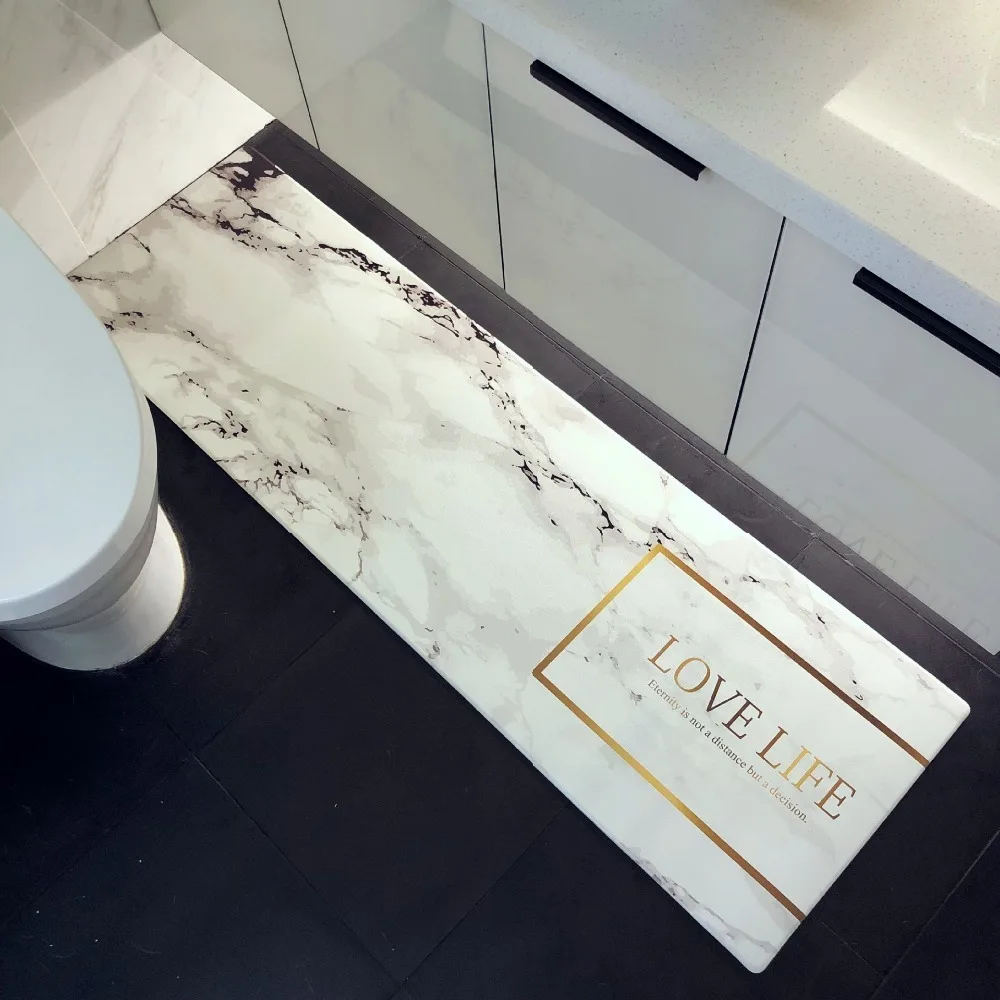 

45x120cm Vacyhome DD-01DS Door Mat Home Decor Simple Style Non-slip Pvc Material Plant Printing Marble Print Safety For Baby