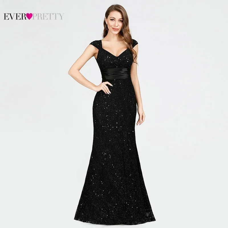 

Black Prom Dresses 2019 Ever Pretty V-Neck Sequined Mermaid Sleeveless Elegant Women Glitter Prom Dresses Mezuniyet Elbiseleri