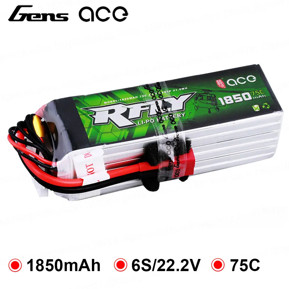 Gens ace RFly 1850mAh 6S 22 2 V 75C Max 150C литий полимерный аккумулятор XT60 Deans T Plug для GOBLIN 380