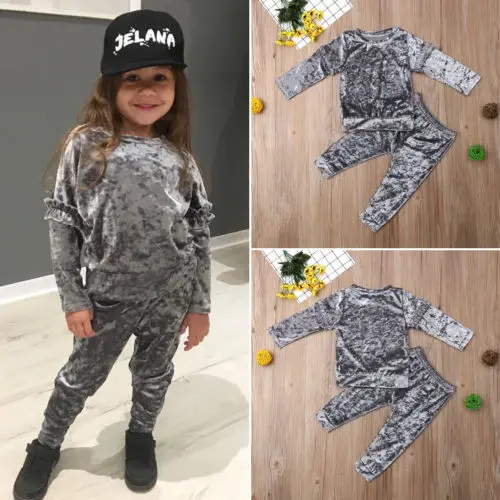 Toddler Infant Kids Baby Girl Clothing T-shirt Tops Pants Tracksuit Outfits Set
