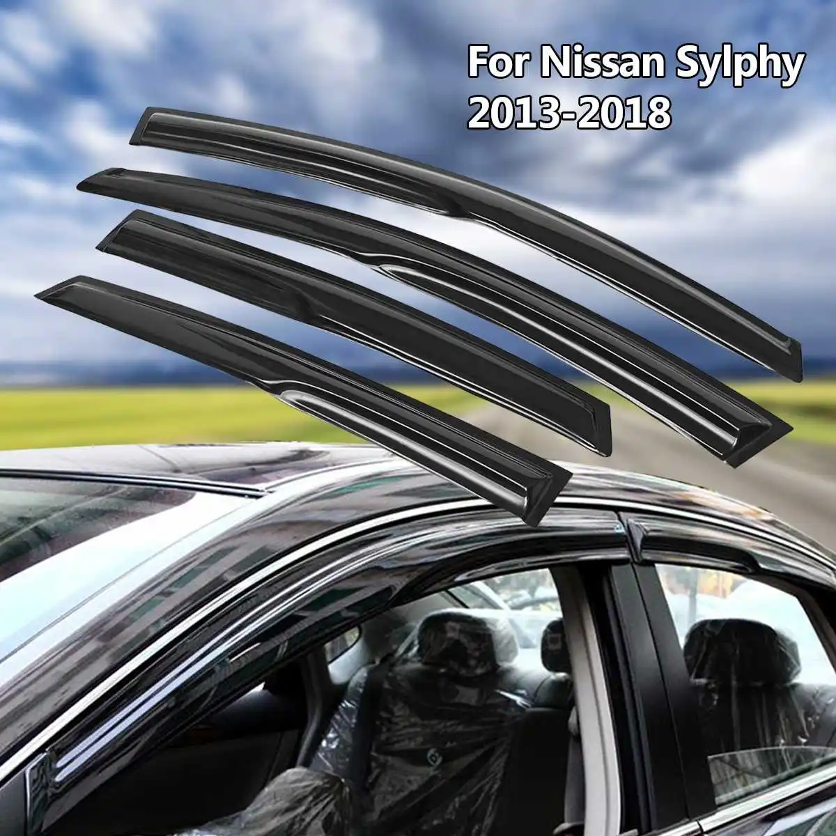 

Car Accessories Window Visor Sun Rain Wind Deflector Awning Shield Vent Guard Shade Cover Trim for Nissan Sentra 2013-2018