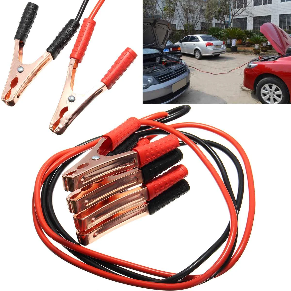Croak 2 M 500AMP Cable de cobre para coche línea de batería automática Cable de emergencia Clip de Cable de carga de alimentación Cable de arranque negro rojo Croak 2 M 500AMP Cable de cobre para coche línea de batería automática Cable de emergencia Clip de Cable de carga de alimentación Cable de arranque negro rojo