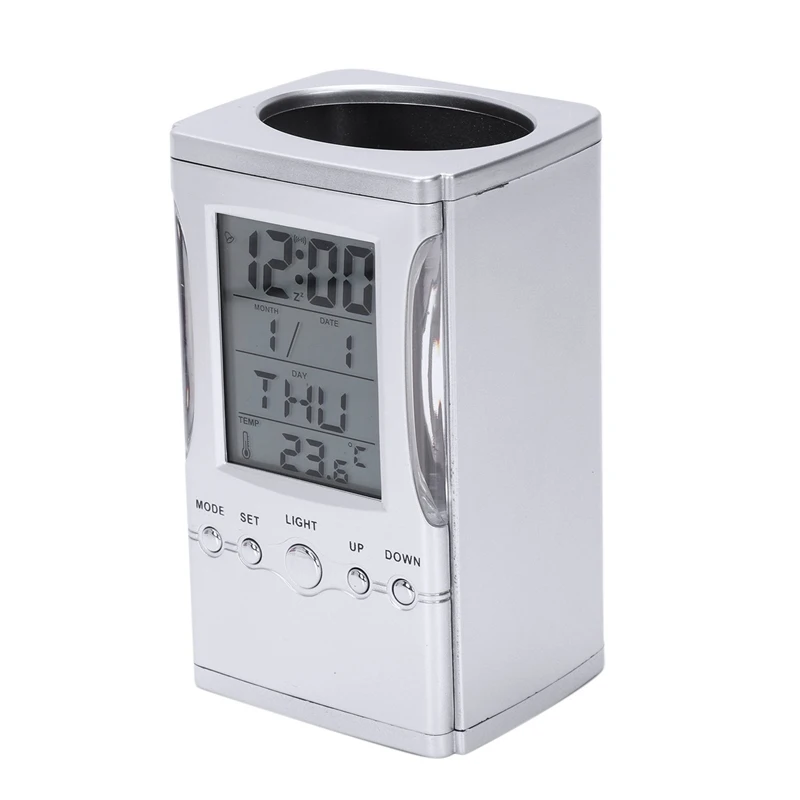 

Lcd Display Desk Organizer Electronic Digital Pen Case Pencil Holder Date Temperature Table Calendar