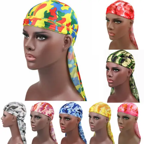Женская и мужская атласное шелковое бандана Durag головной убор с длинным хвостом