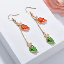 

Trendy Women Orange Green Leaves Drop Earrings Handmade High Quality Long Earrings For Women Wedding Fashion Jewelry