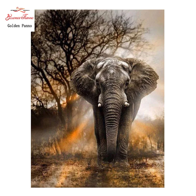 

GOLDEN PANNO Diamond Painting Full Square 5D Diy Daimond Embroidery Diamant Mosaic Sale Displasy Broderie Diamant "elephant" 12