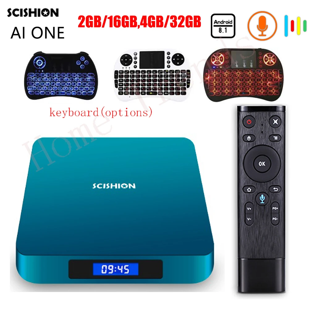 

SCISHION AI ONE Android 8.1 Smart TV Box with Voice Control Rockchip 3328 2G 16G 4GB 32GB WiFi Set Top Box Bluetooth Set-top Box