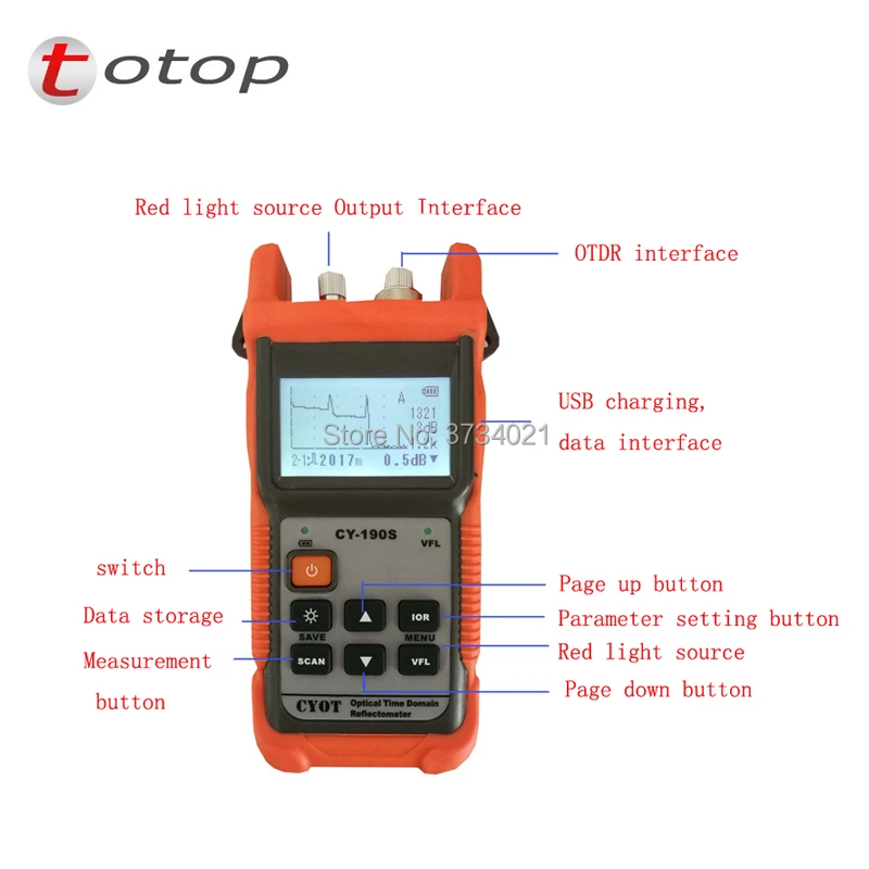 

OTDR CY190S SM 60KM 1310nm+1mW VFL Fiber find fault tester with FC/PC with English version