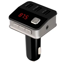 BC12 Bluetooth FM Transmitter with 3 USB Car Charger to Detect Your Car Accumulator Voltage and Char bc12 3 ports usb car charger black