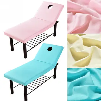 

Polyester Massage Table Cloth Bed Cover Sheet Beauty Salon Spa Bed Cover Sheet with Face Hole Pure Color