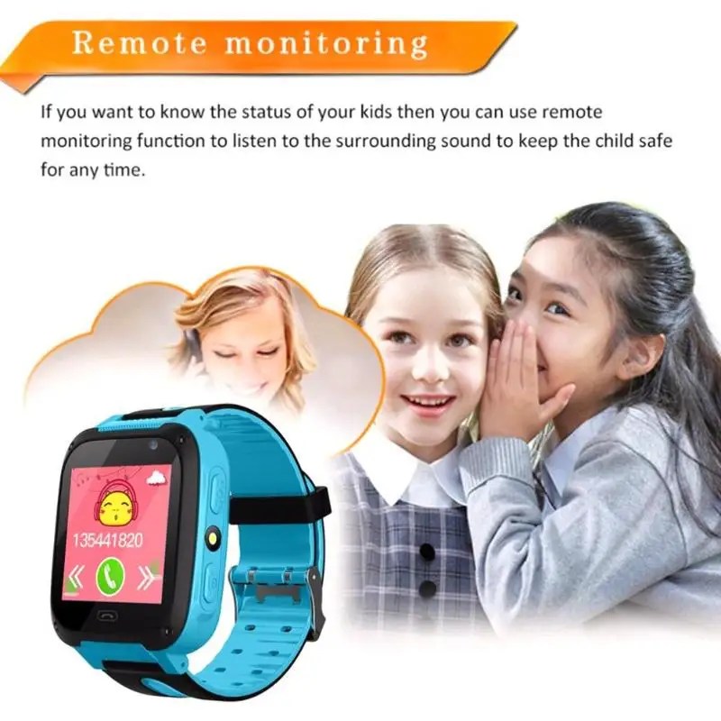 V6 Children Smart Watch 1.44inch 0.3MP Touch Screen Children Smart Watch Phone IP67 Waterproof 2G SIM Card GPS Wristband for Kid