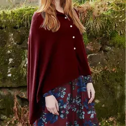 Для женщин одноцветное пальто накидка шлейф пончо Осенняя верхняя одежда Oversize повседневное Slim Fit