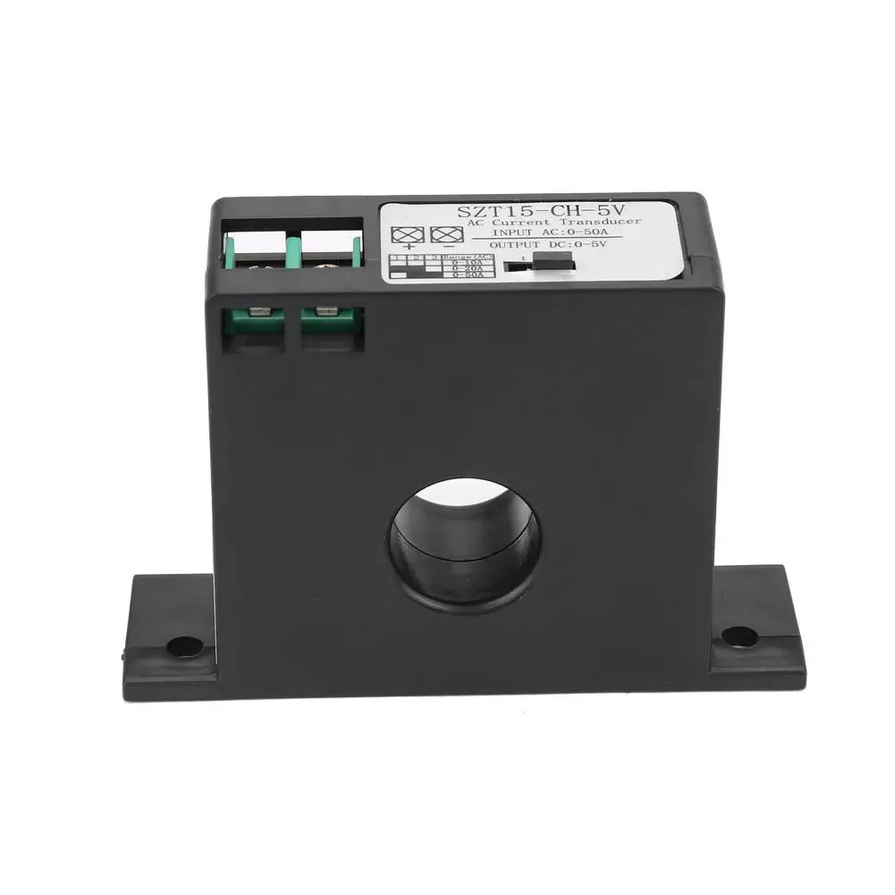 AC Current Transducer Transmitter Current Mutual Inductor AC 0 50A to DC 0 5V SZT15 CH 5V High
