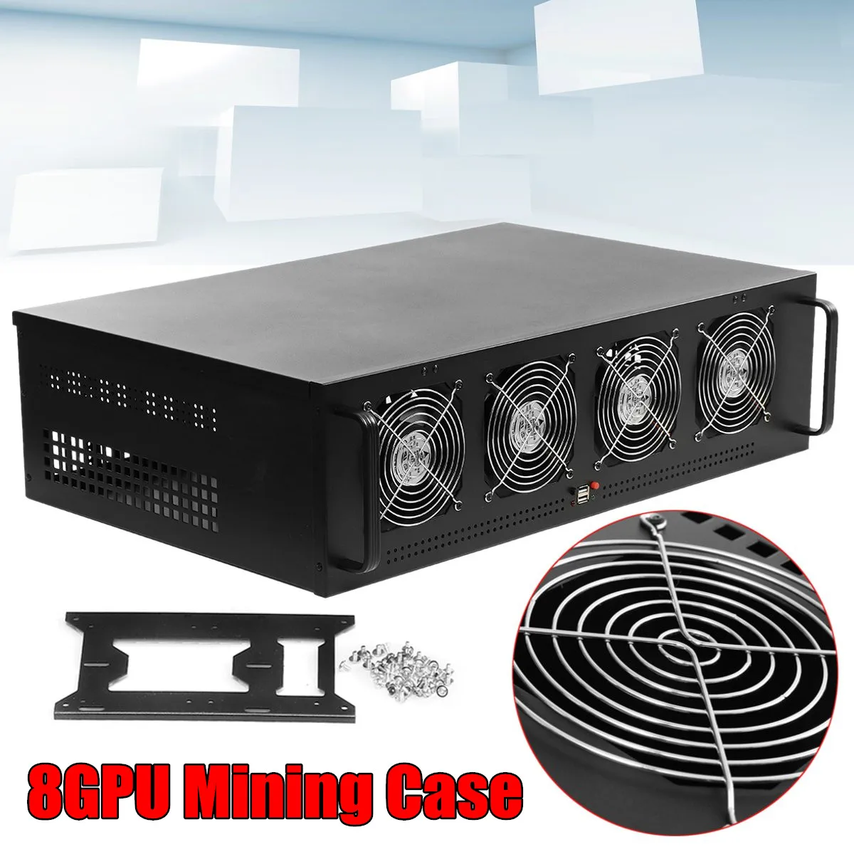 8 GPU 4 Fans BTC Miner Mining Crypto Coin Steel Mining Rig Frame Case For 8 GPU Graphics Card ETH BTC Ethereum Machine 8 GPU 4 Fans BTC Miner Mining Crypto Coin Steel Mining Rig Frame Case For 8 GPU Graphics Card ETH BTC Ethereum Machine