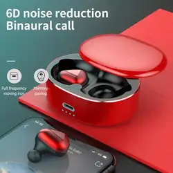 Беспроводные спортивные наушники Mini Bluetooth наушники 3D стерео гарнитура шум Отмена наушники с микрофоном зарядки коробка