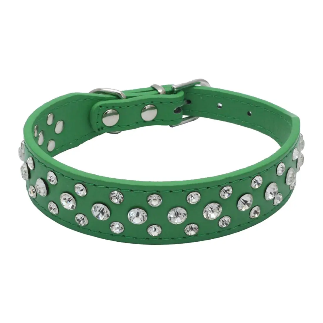 

Personalized Rhinestone PU Pet Dog Collars for Small Medium Breeds M green Suitable for Small and Medium size dogs puppy