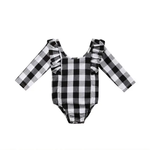 

Pretty Baby Girl Cotton Bodysuit Plaid Design Newborn Autumn Spring Jumpsuit Clothes Newborn Long Sleeve Ruffle Stylish Bodysuit