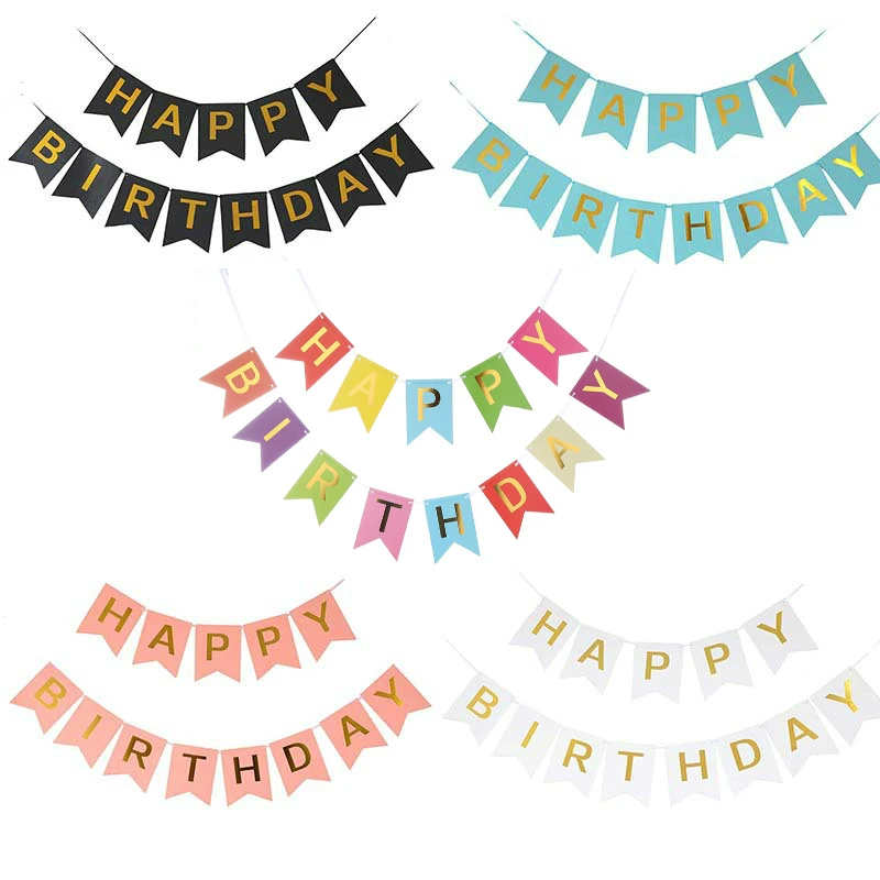 

1Set Paper Bunting Garland Banners Flags Happy Birthday Banner Boy Girl Baby Shower Decoration Birthday Party Decor Supplies