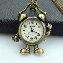 NAZEYT, мужские и женские Ретро Винтажные бронзовые Кварцевые карманные часы с роботом, женские маленькие брелоки, ожерелье, подвеска, цепочка, подарочные часы