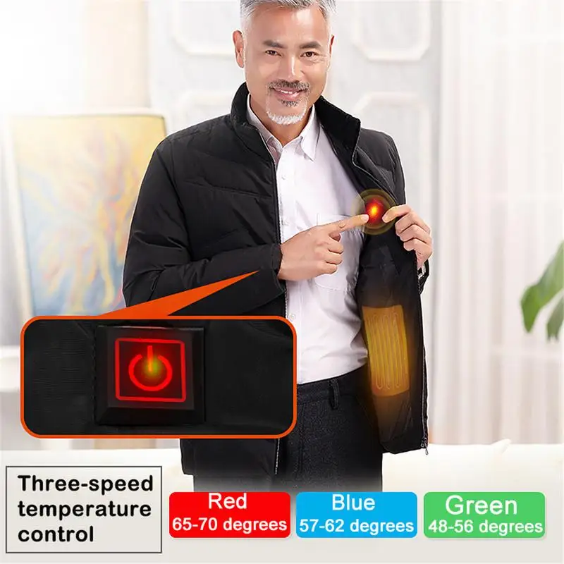 

Heilsa Men Winter Outdoor USB Infrared Heating Hooded Jacket Electric Thermal Clothing Coat For Sports Climbing Hiking 2 Colors