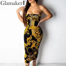 Glamaker барокко печати труба винтажное платье ретро сексуальное платье Летний стиль Bodycon макси длинное вечернее платье vestidos de fiesta