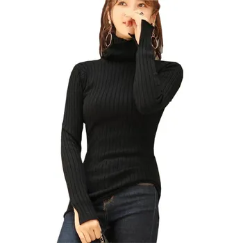 

2017 Fashion Knitted Turtleneck Sweater Women Tops Warm Slim Female Pullover Autumn Winter Solid Color Sweater For Women MA0037