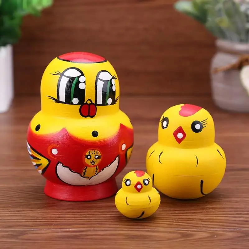 Günstige 10PCS Holz Russische Matryoshka Puppen DIY Handgemachte Kunst Handwerk Nesting Puppe Kinder Geburtstag Spielzeug Wohnkultur Kid Geschenk Mode puppe