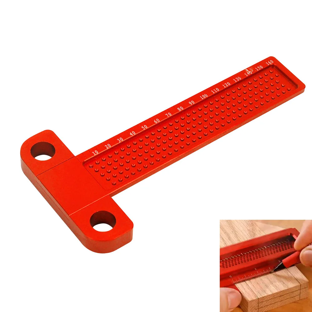 

T-160 Ruler Hole Gauge Positioning Aluminum Alloy Crossed Woodworking Scriber Measuring Tool T-type Manual Measure gauge