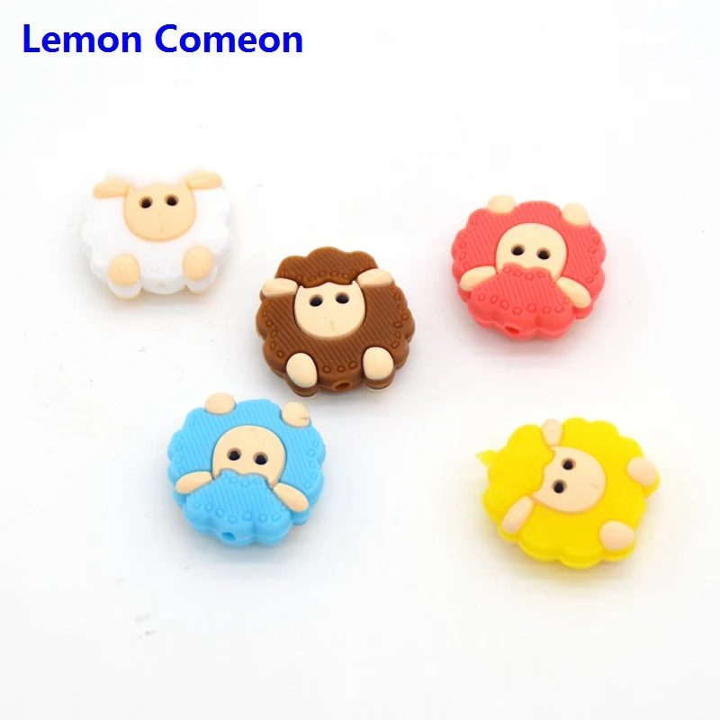

Lemon Comeon 5PCS Mini Sheep Silicone Beads Baby Teethers Food Grade Dentition DIY Teething Toy Making Soother Chain Necklace