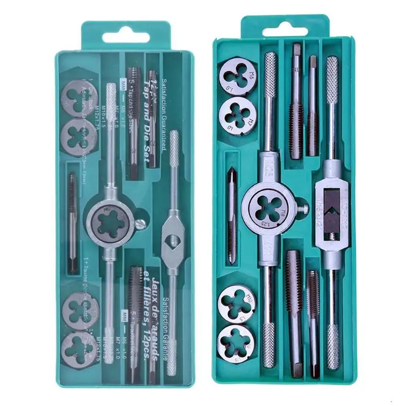 

12pcs Bearing Steel Metric Tap Die Set Screw Thread Plugs Taps Hand Screw Taps with Small Tap Twisted Hand Tools