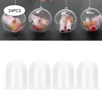 

24Pcs Transparent Christmas Pattern Fillable Ball Manicure Ornaments Party Decoration Ball