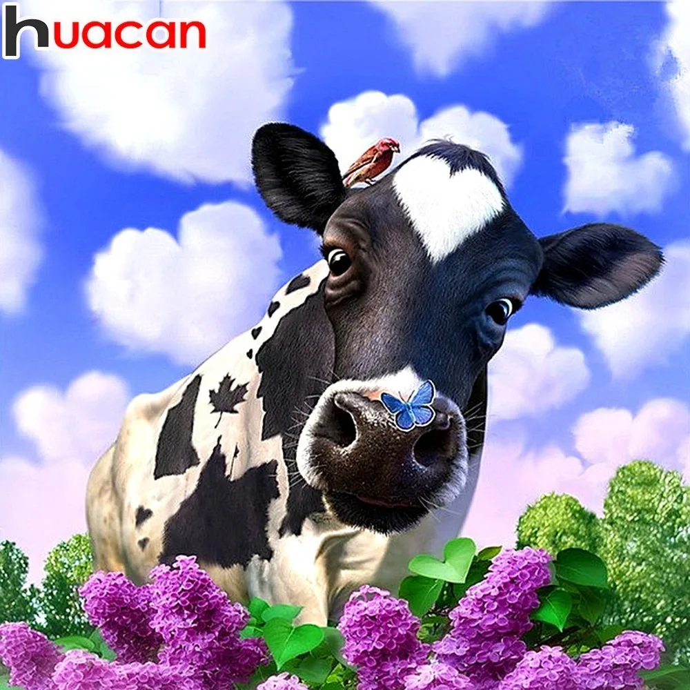 

HUACAN 5D DIY Diamond Painting Cattle Full Square Diamond Embroidery Animal Mosaic Picture Of Rhinestone Decoration Home