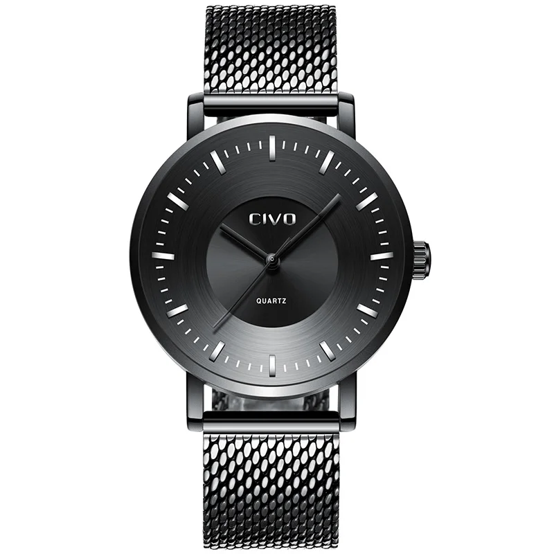 

CIVO Creative Curved Mens Watch Fashion Casual Analogue Quartz Watch For Men Clock Montre Homme Waterproof Mesh Wrist Watch Men