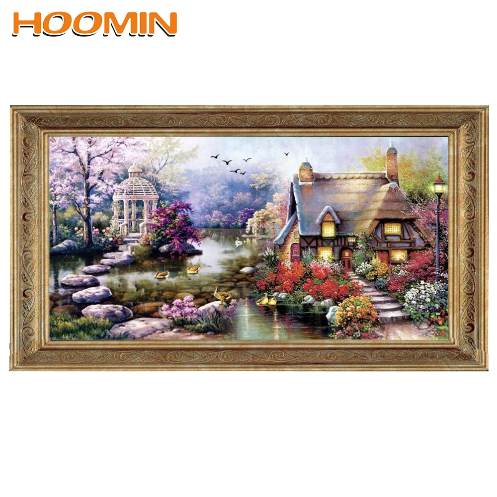 

HOOMIN Cross Stitch Full Embroidery Decorative Painting 14CT Printed DIY Home Decoration Needlework Cross-Stitch Kits