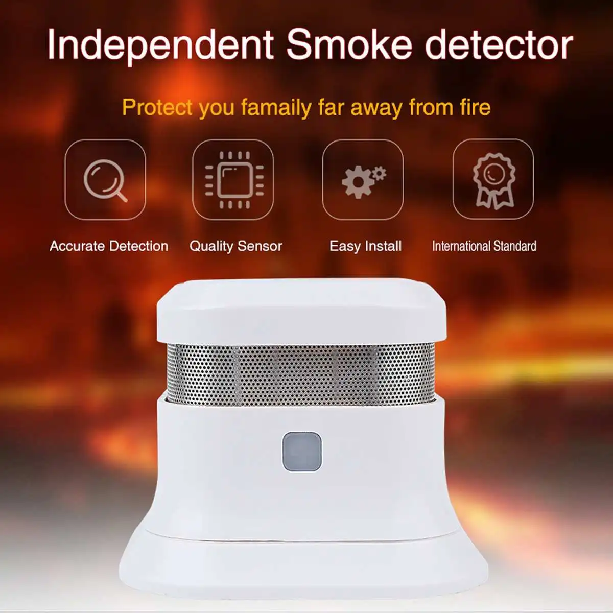 Red LED Smoke Detector Fires Alarm Detector Independent Smoke Alarm Sensor for Home Office Security Photoelectric Smoke Alarm