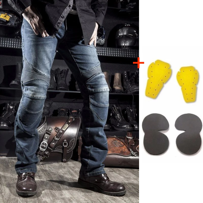 

Gifts for Motorcycle Biker Distressed Pants Denim Jeans Trousers With 4 Protection Pads Motorcycle Cycling Protection Equipment