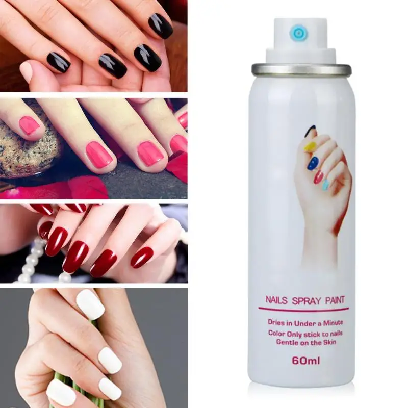 

Pro 60mL Nail Polish Spray + Nail Base Coat 2pcs/set Nontoxic Easy to Wash Fast Drying Nail Polish Nail Art Decoration