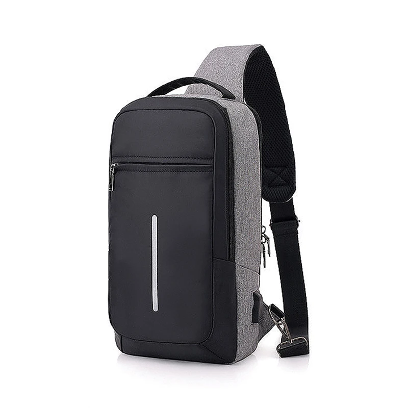 

BEAU-Fashion Casual Sling Chest Bag Unisex Usb Charging One Shoulder Short Trip Bag Crossbody Single Anti Theft Waterproof Dra