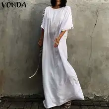 VONDA Для женщин белое платье пикантные полуботинки рукавами и отверстиями на верхнем слое длинное платье для отдыха на пляже на лето и весну Повседневное свободные Vestido 5XL